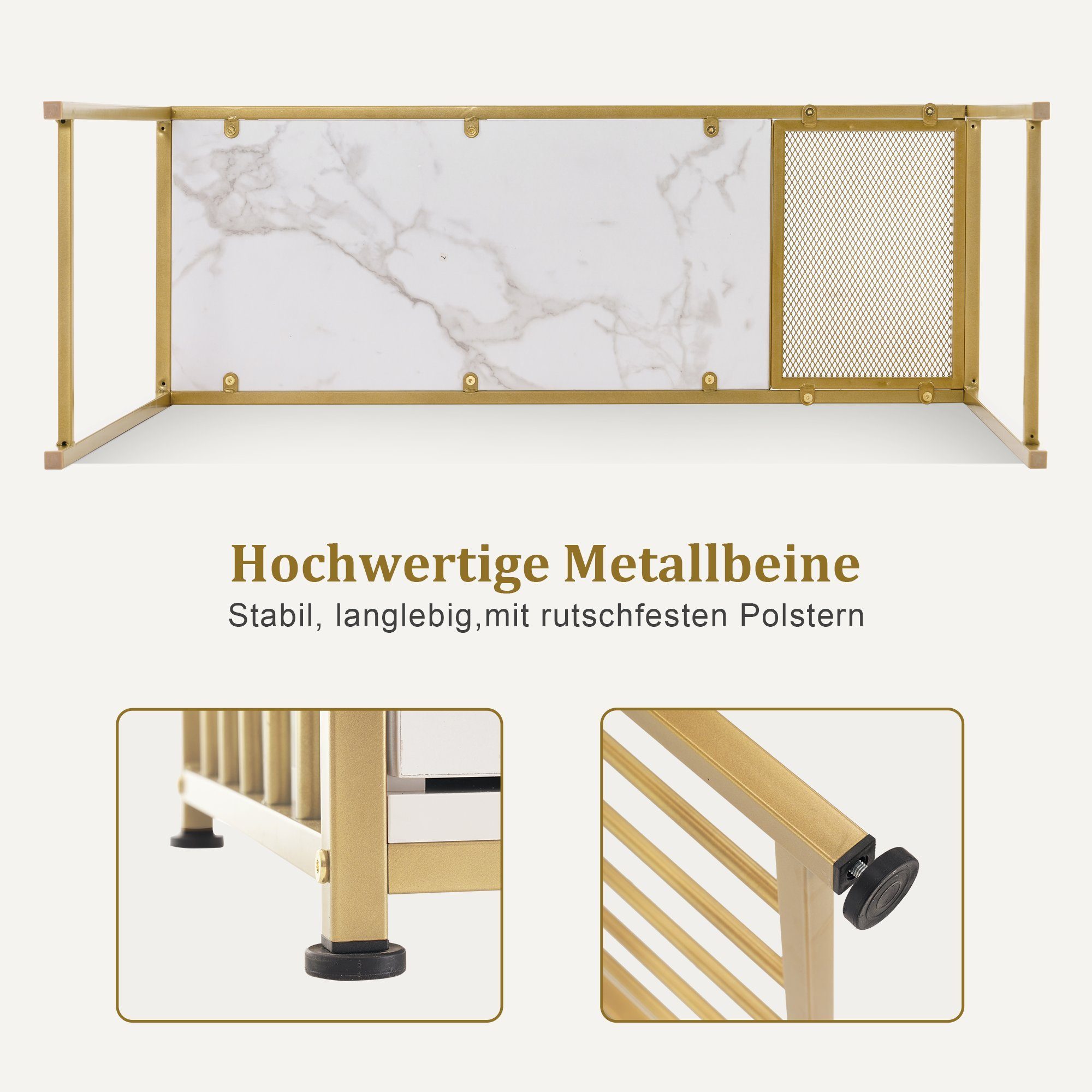 MCombo Schminktisch M MCombo Schminktisch mit Schubladen 2413, ohne Spiegel, mit Regal, aus Holz, Metallgestell, Doppelnageltisch – Bild 5 von 5