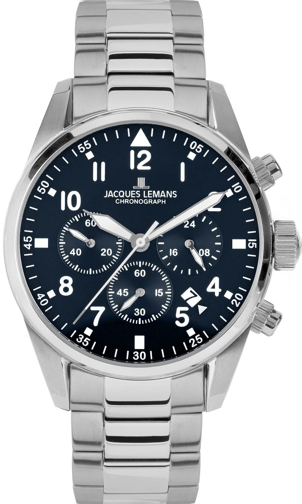 Jacques Lemans Chronograph Barcelona, 42-2D blau | Quarzuhren