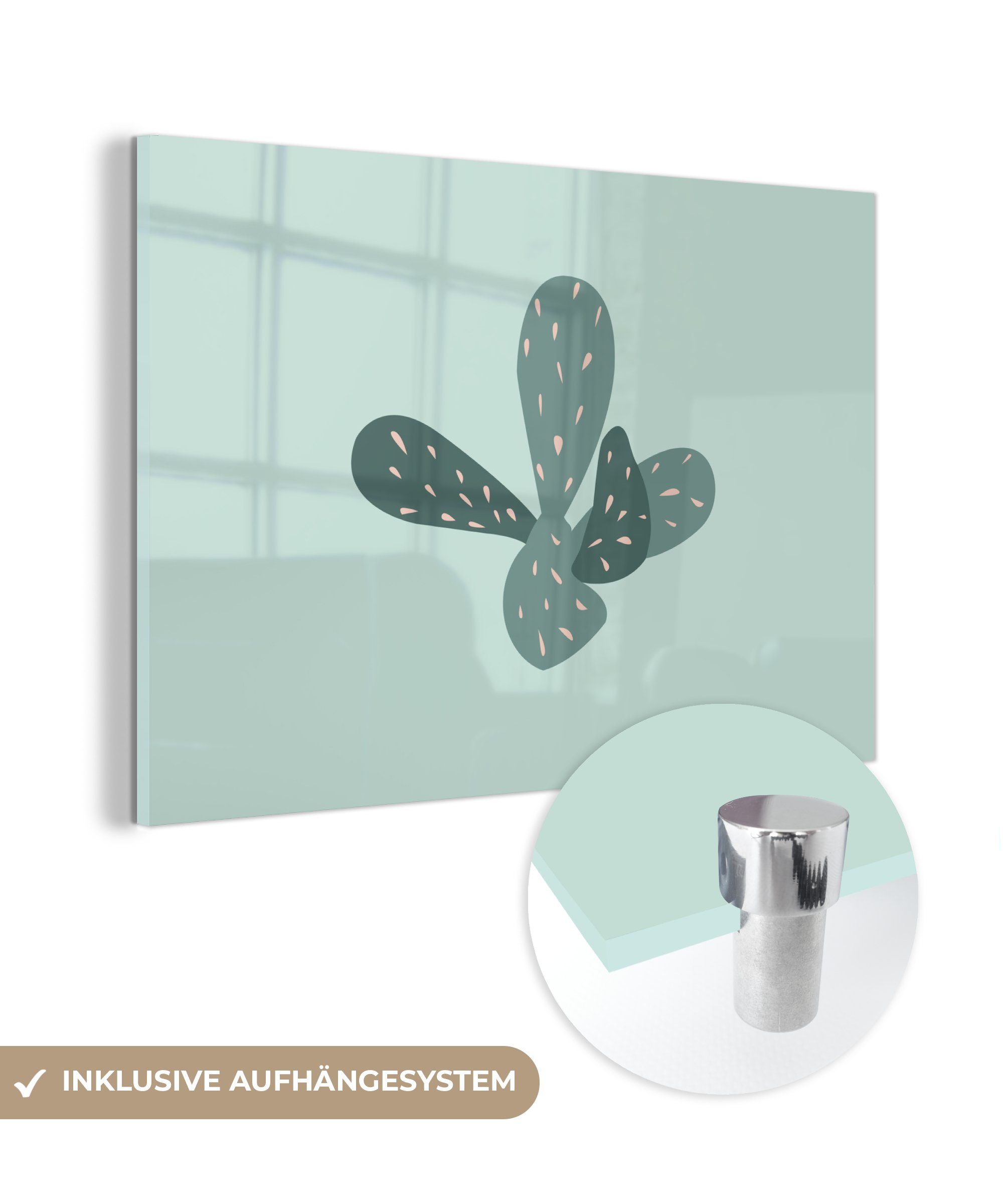 MuchoWow Acrylglasbild Sommer - Kaktus - Blau, (1 St), Acrylglasbilder Wohnzimmer & Schlafzimmer