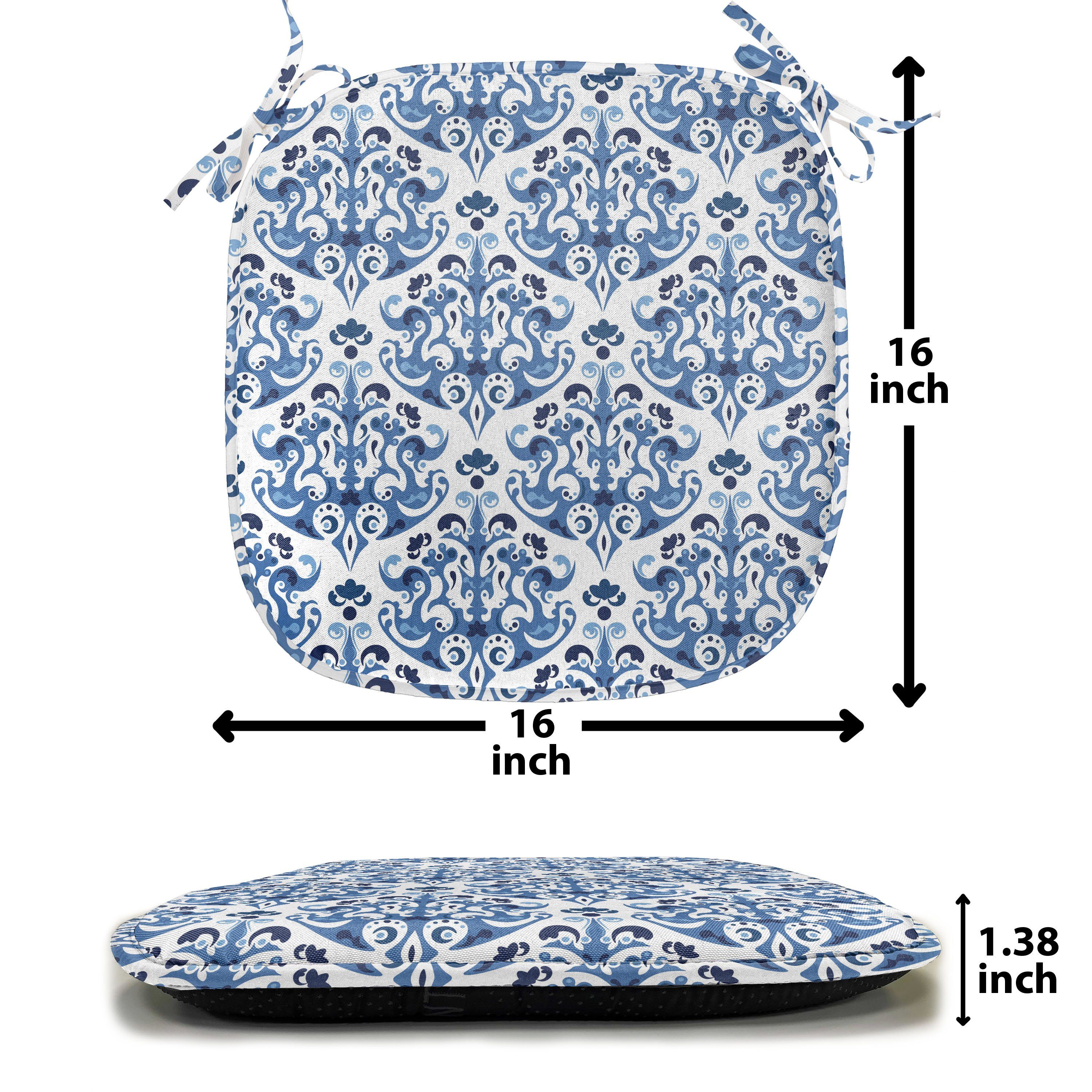 Kissen für mit Abakuhaus Stuhlkissen wasserfestes Blau Dekoratives Entwurf Küchensitze, Riemen Indigo-viktorianischer