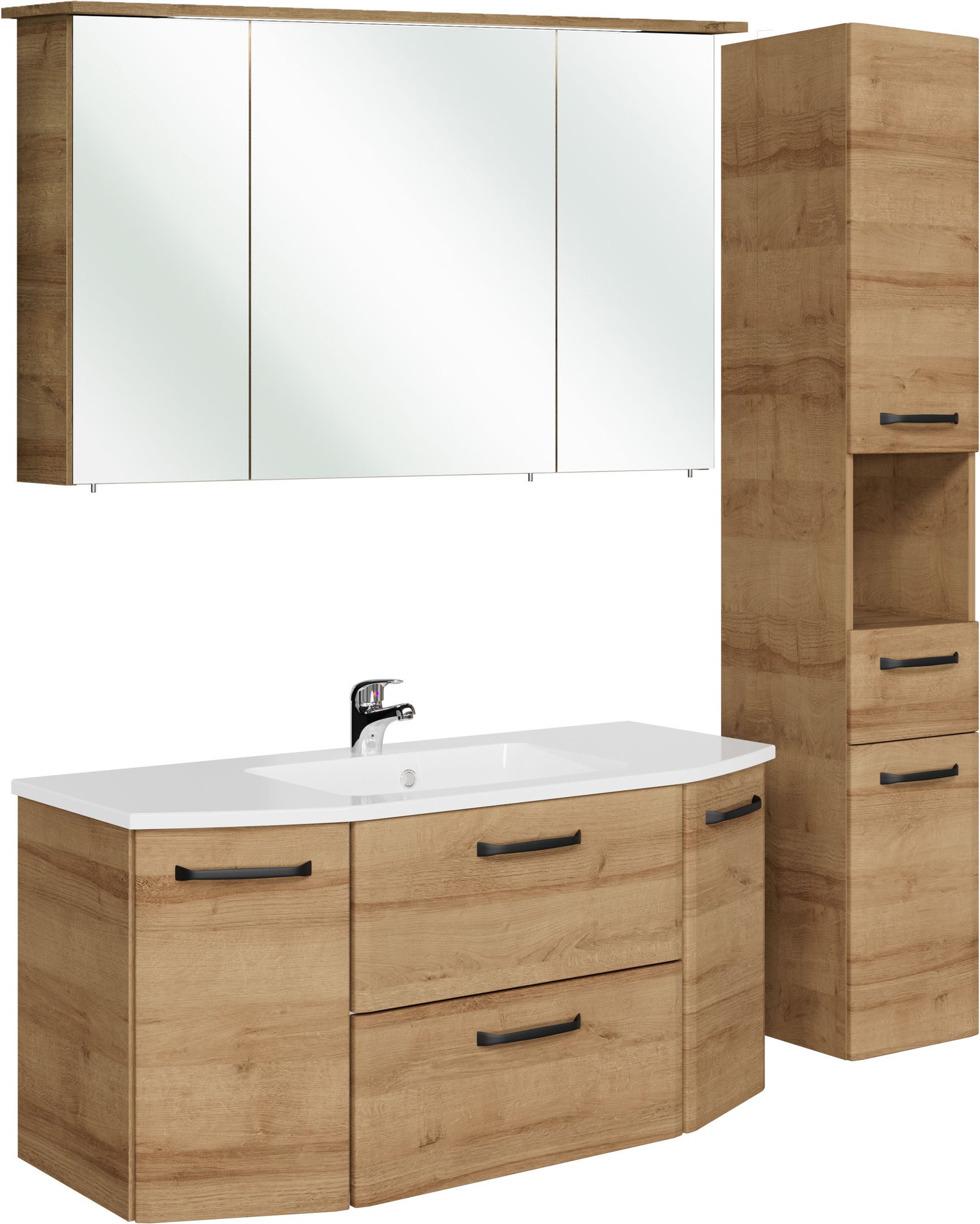 Saphir Badmöbel-Set Quickset 318, mit Türdämpfer, (4-St), Badezimmer-Set mit Keramikwaschtisch und Hängeschrank