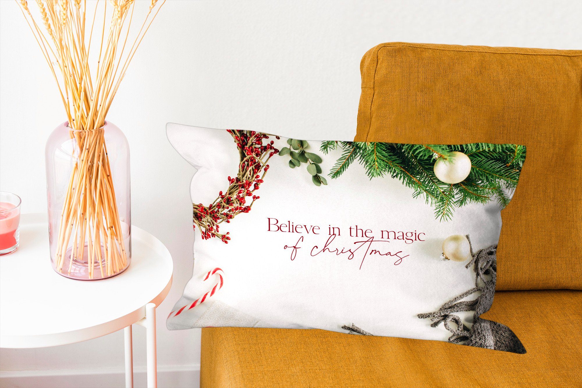 - Magie Schlafzimmer - Weihnachtsschmuck, mit Zierkissen, Wohzimmer Dekokissen Dekoration, Weihnachten Füllung, Dekokissen MuchoWow
