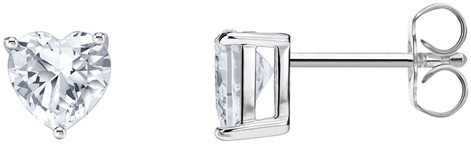 Paar Ohrstecker Schmuck Silber 925 Ohrringe in Herzform, H2306-051, H2306-051