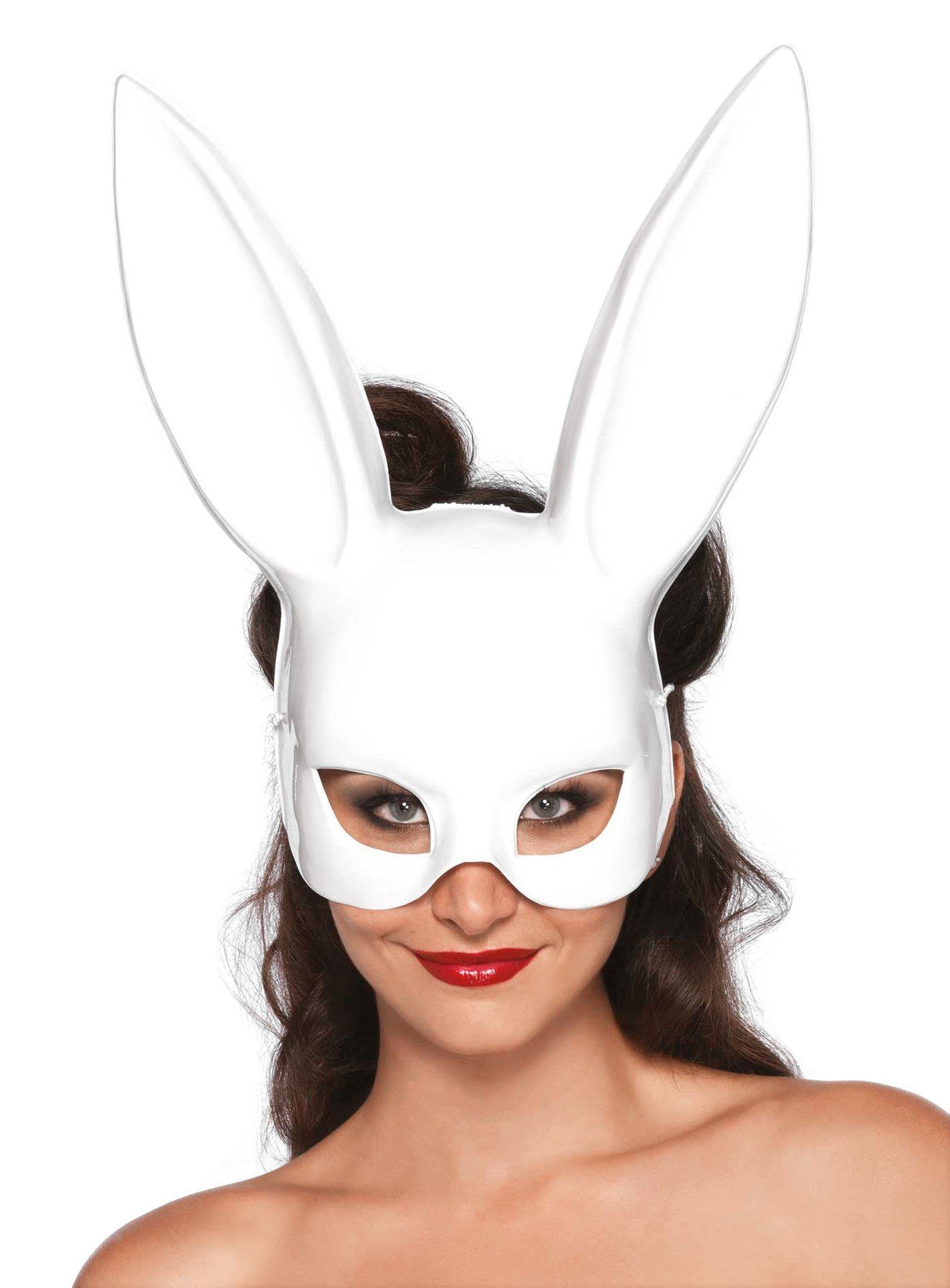 Leg Avenue Verkleidungsmaske Fetisch-Bunny Halbmaske weiß, Verspielte Halbmaske für zahlreiche Kostümkombinationen