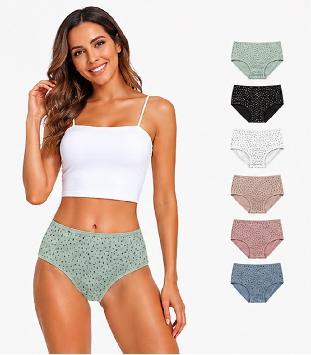 EloModa Taillenslip Damen Slips 6er Pack Baumwolle – bequem & atmungsaktiv (6-St) atmungsaktiv, hautfreundlich, elastisch, formbeständig