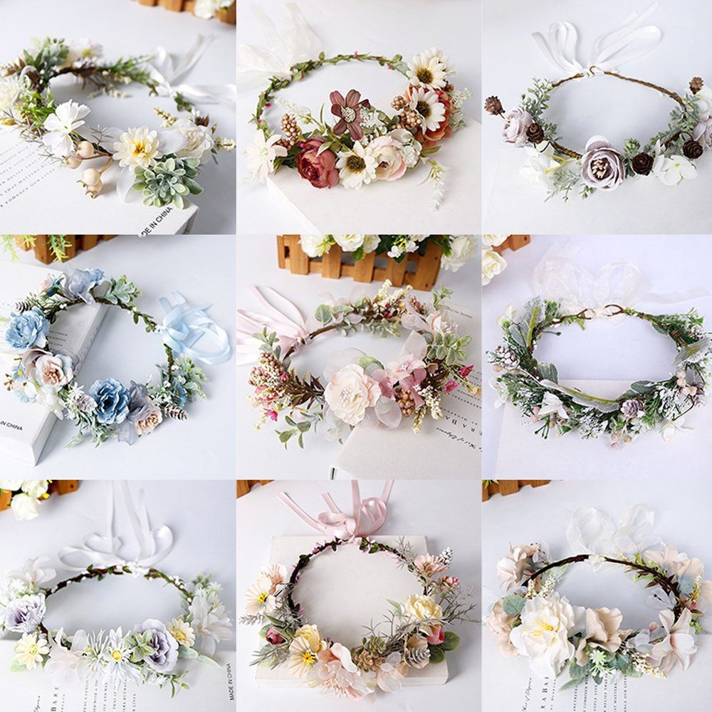 Haarband Boho-Blumen-Stirnband,Haarkranz,Blumengirlande,Krone,Kopfschmuck Opspring