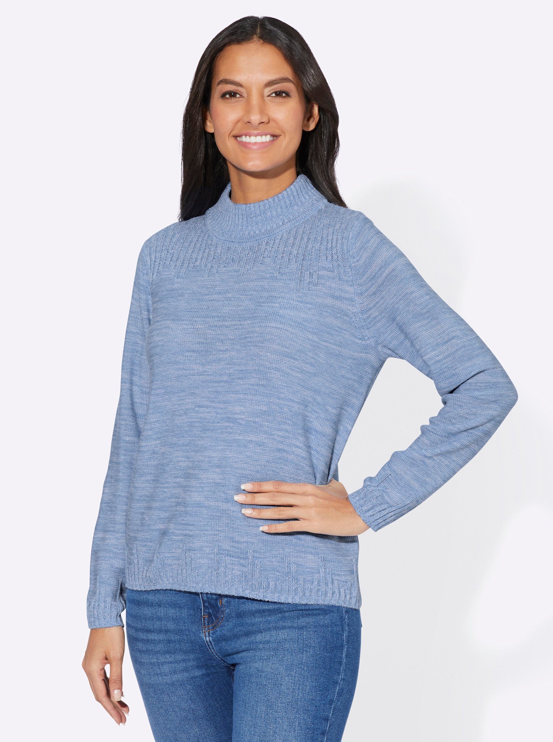 Strickpullover Pullover Langarm Links-Strick