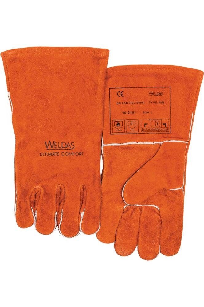 Weldas Handschutz Schweißerhandschuhe Größe L (9) rot EN 388, EN 12477 PSA-Kategorie II