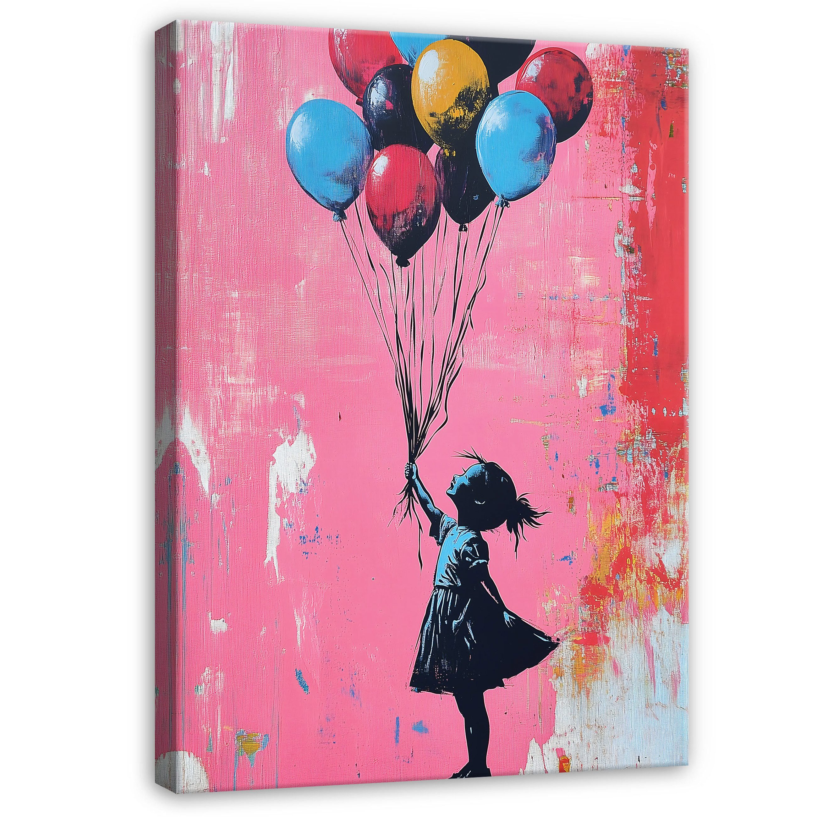 Wallarena Leinwandbild Abstrakt Rosa Banksy Graffitti günstig online kaufen