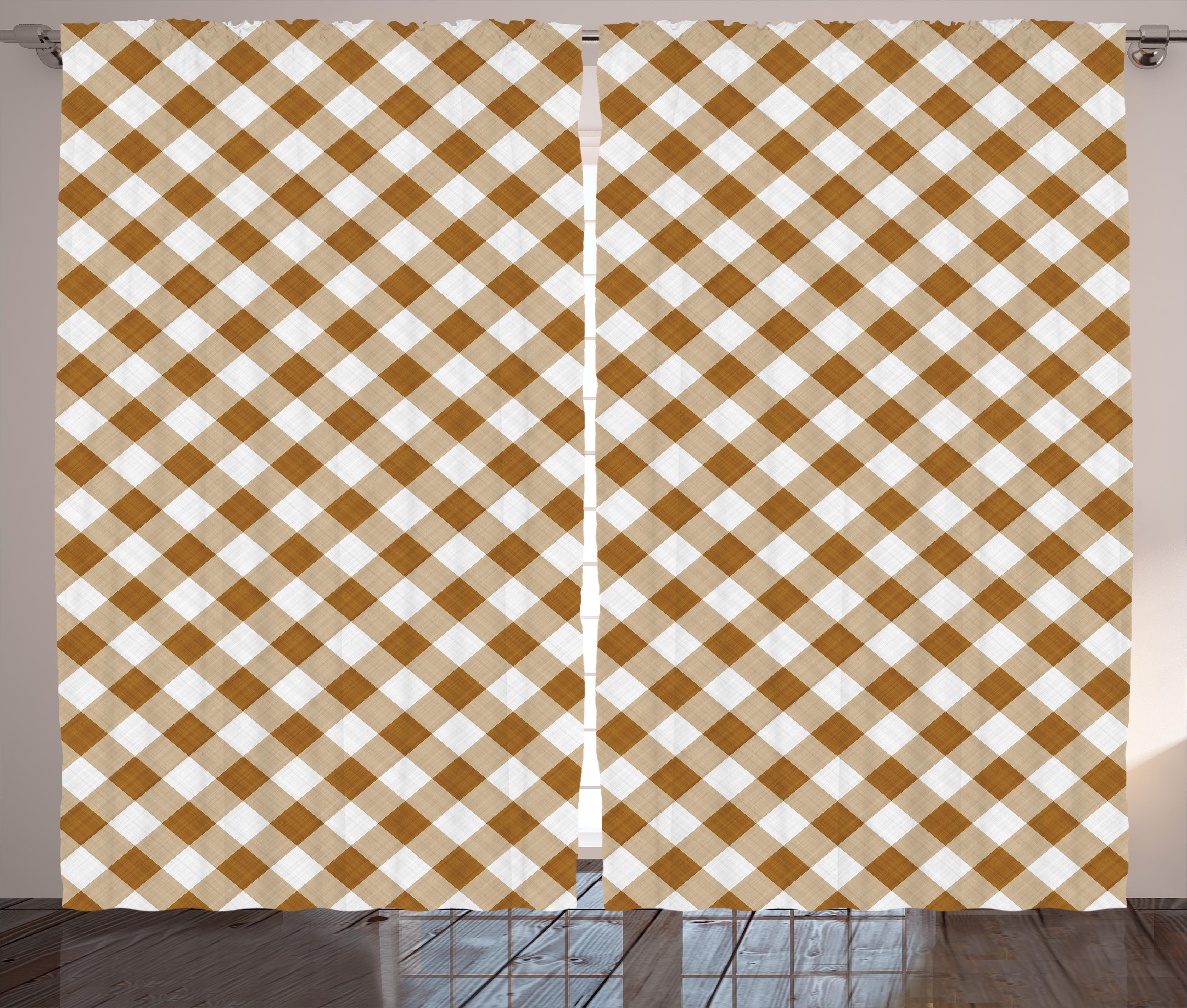 Gardine Schlafzimmer Kräuselband Vorhang mit Geometrische und Muster Haken, Abakuhaus, Braun Cloth Schlaufen