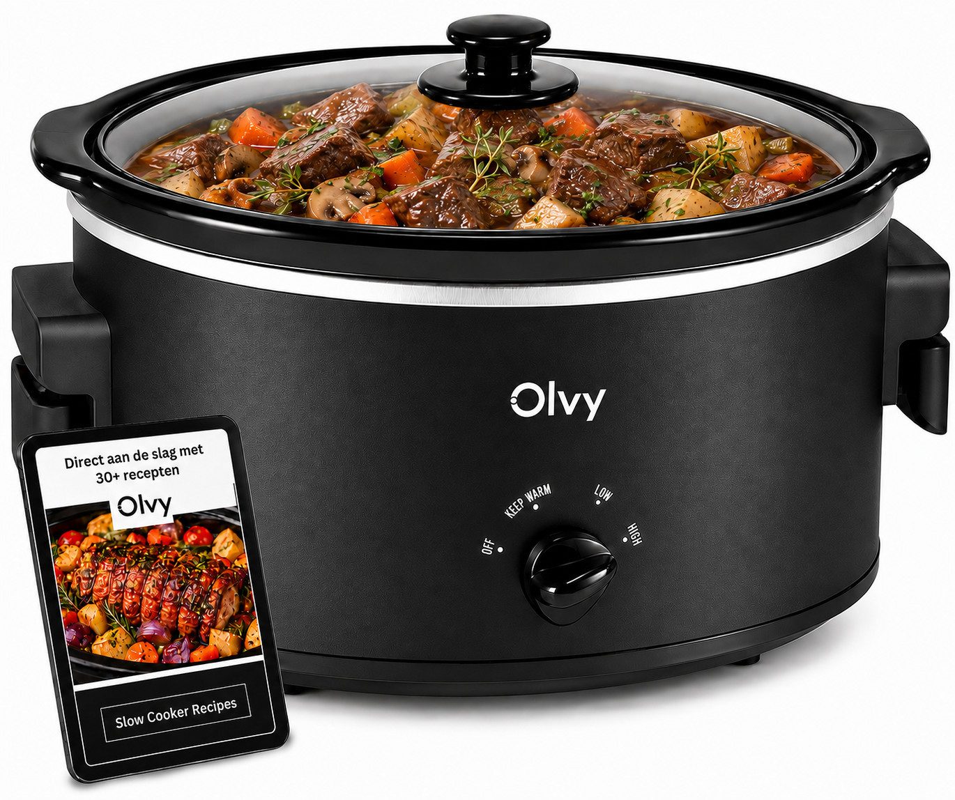Olvy Dampfgarer Slow Cooker 6L – Keramischer Innentopf