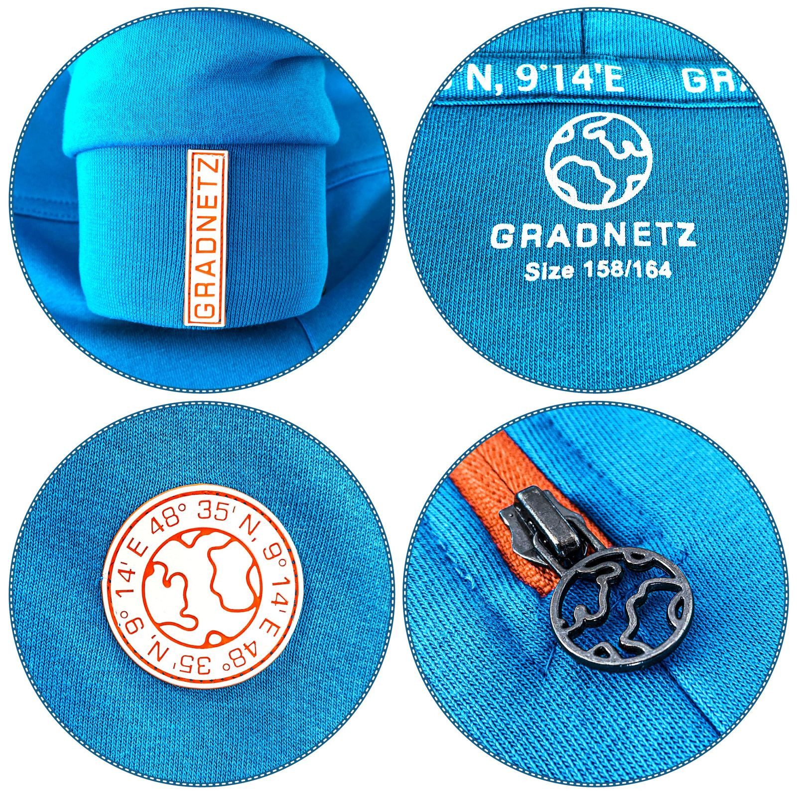 Gradnetz Jumpsuit Kinder Jungen Mädchen Overall Onesie Anzug Kids (1-tlg) Bio-Baumwolle - Kinnschutz - Kuschelig-weich - elastische Bündchen – Bild 4 von 5