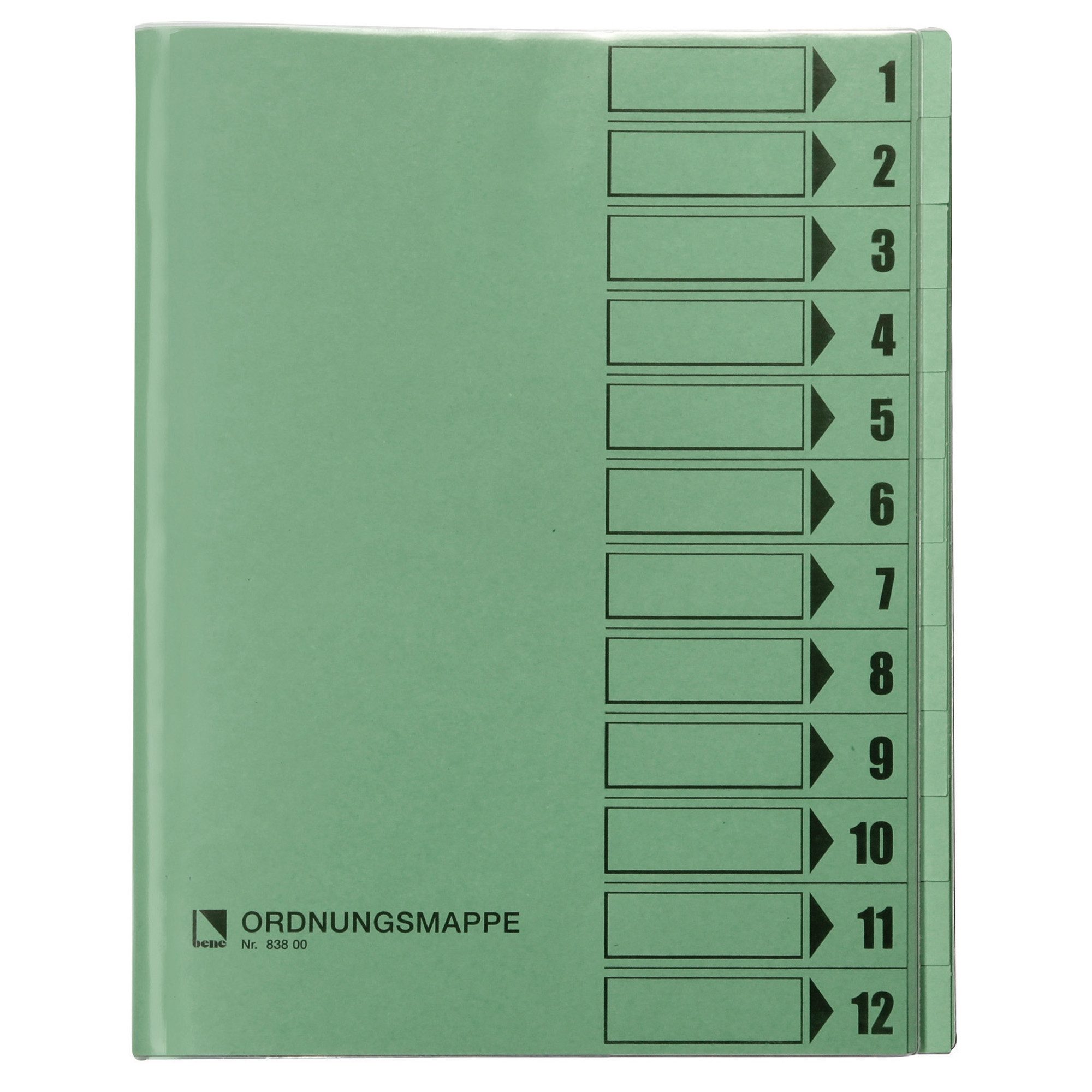 Organisationsmappe Ordnungsmappe 83800GN DIN A4 12 Fächer grün