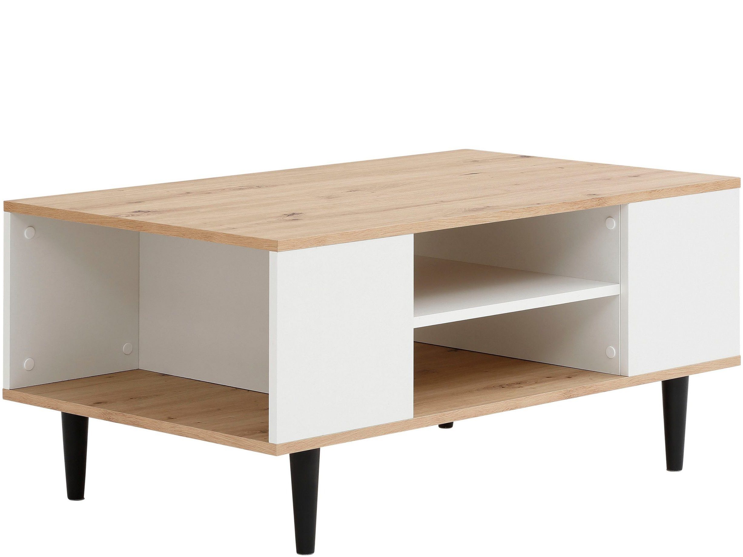 eiche/weiß Couchtisch loft24 bietet Stauraum, Design Legolas, modernen cm Holz, 100 FSC viel aus Breite