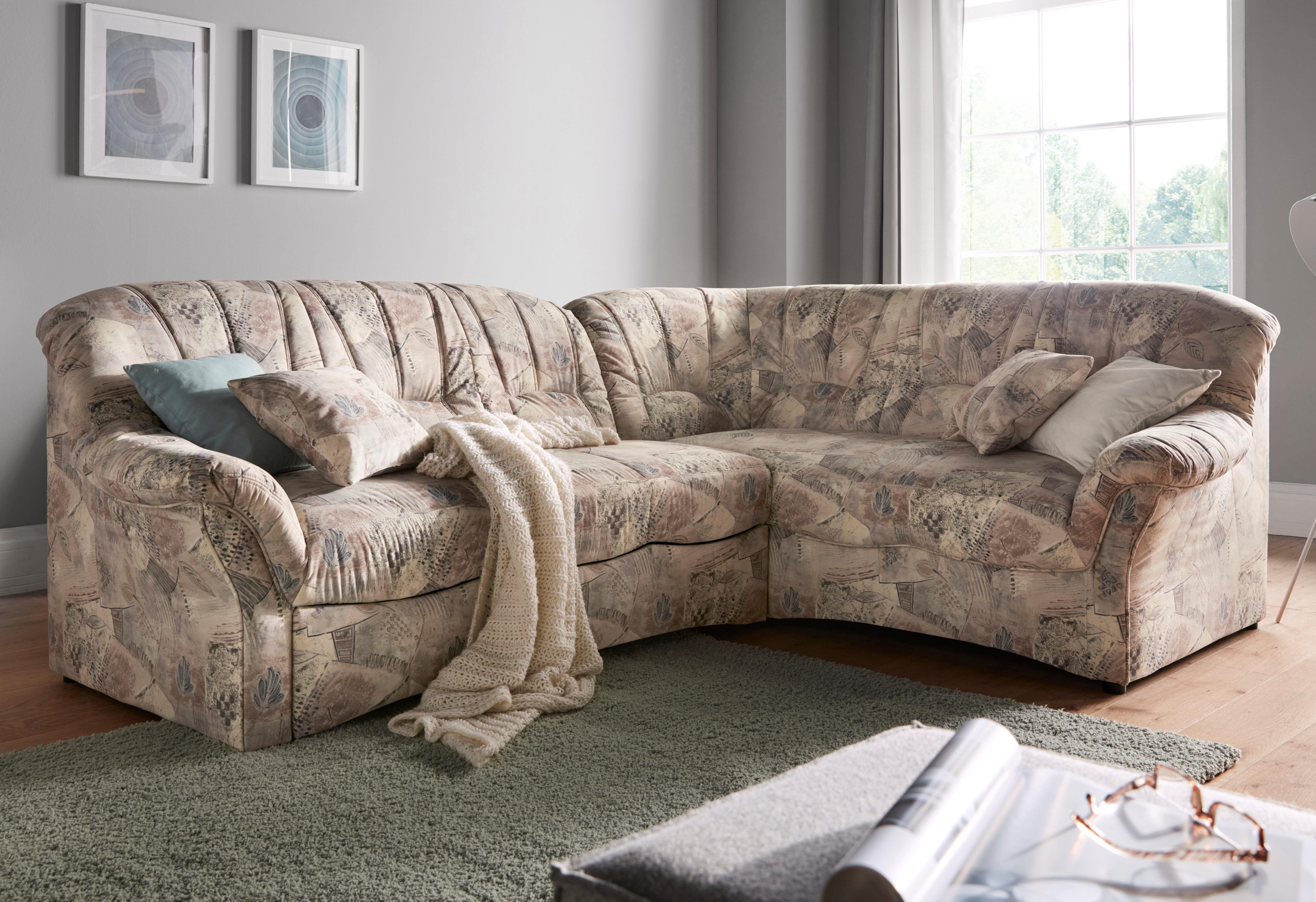 DOMO collection Ecksofa Bahia, zeitlos und elegant, bequeme Armlehnen, L-Form, Microfaser, natur