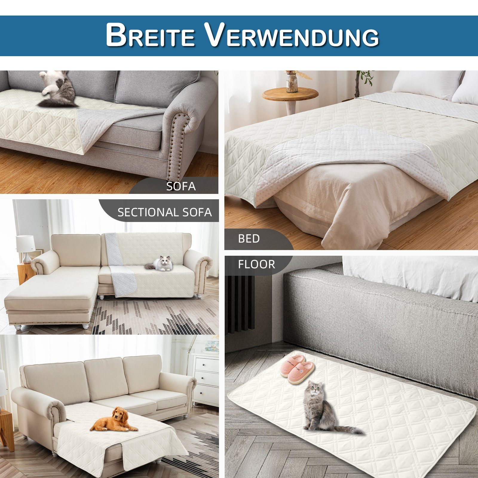 BTTO Sofahusse Sofahusse,Sofabezug,Gesteppt Couch Überzug, Wasserdicht, Antirutsch