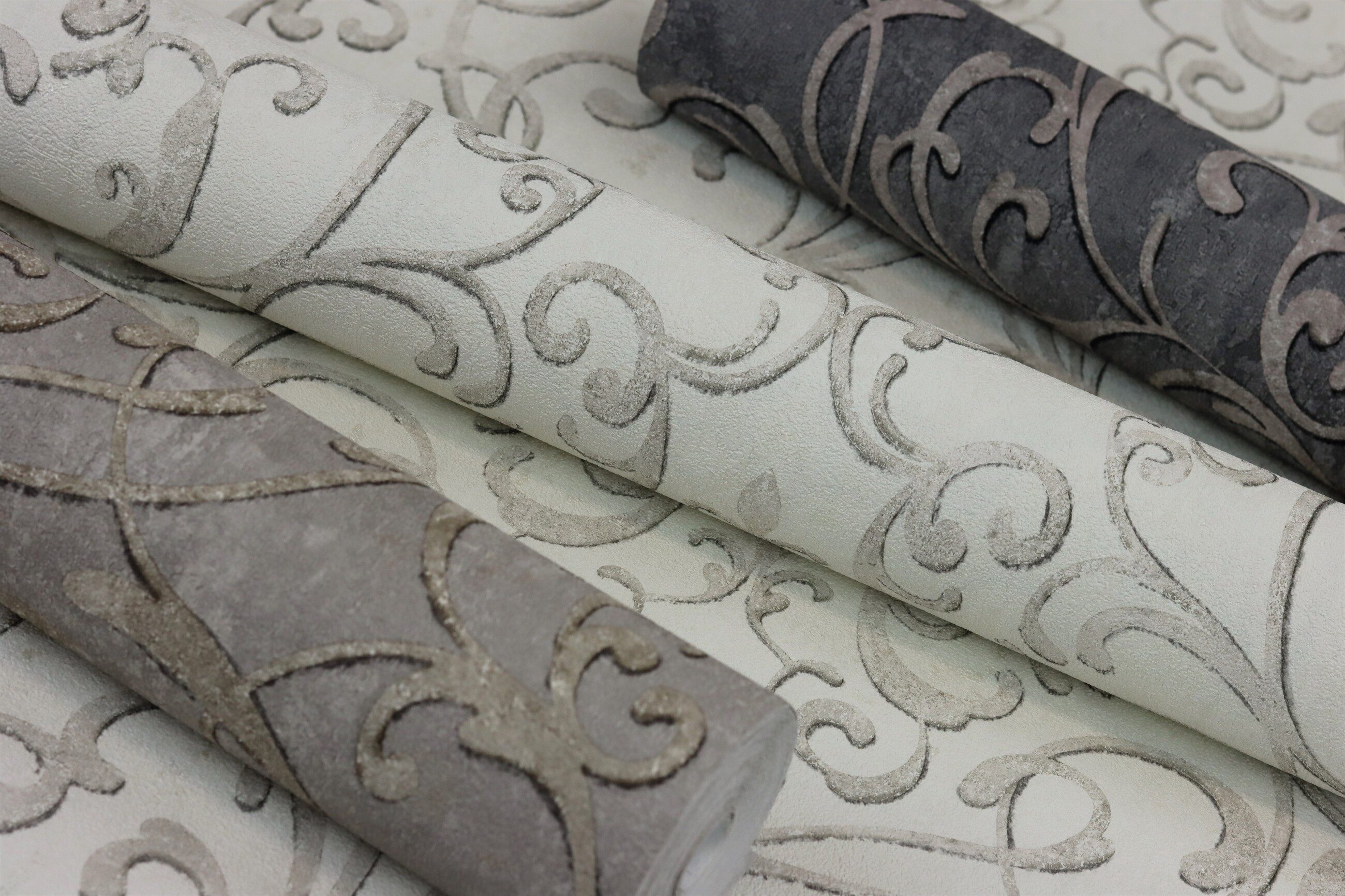 Rasch Vliestapete, strukturiert, Barock, (1 Rolle, 1 St), Ornamente
