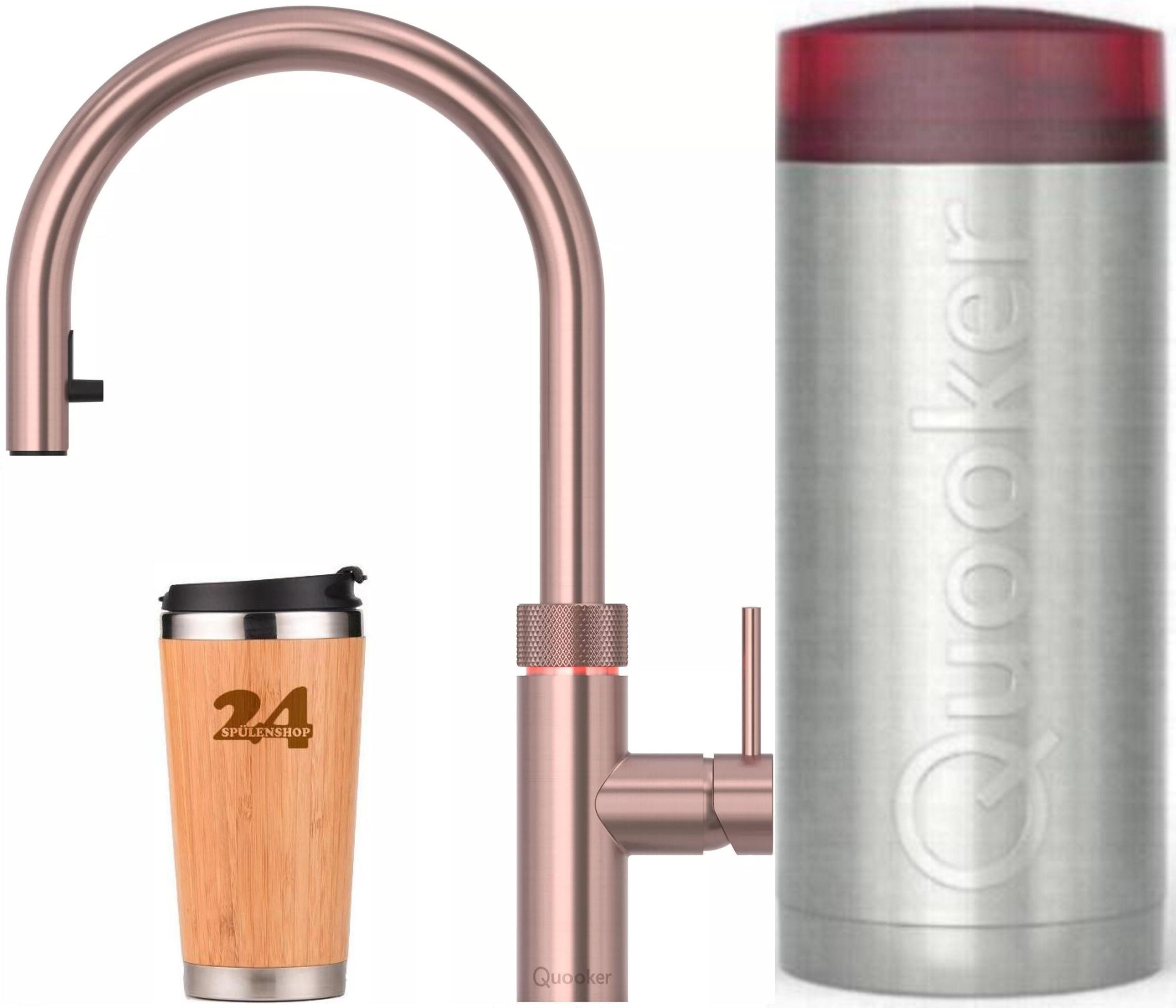 QUOOKER Küchenarmatur QUOOKER FLEX COMBI+ B Zugauslauf Kupfer & 100°C Armatur (22+XRCO) (2-St) Spültischmischer mit 100°C Kochendwasserfunktion