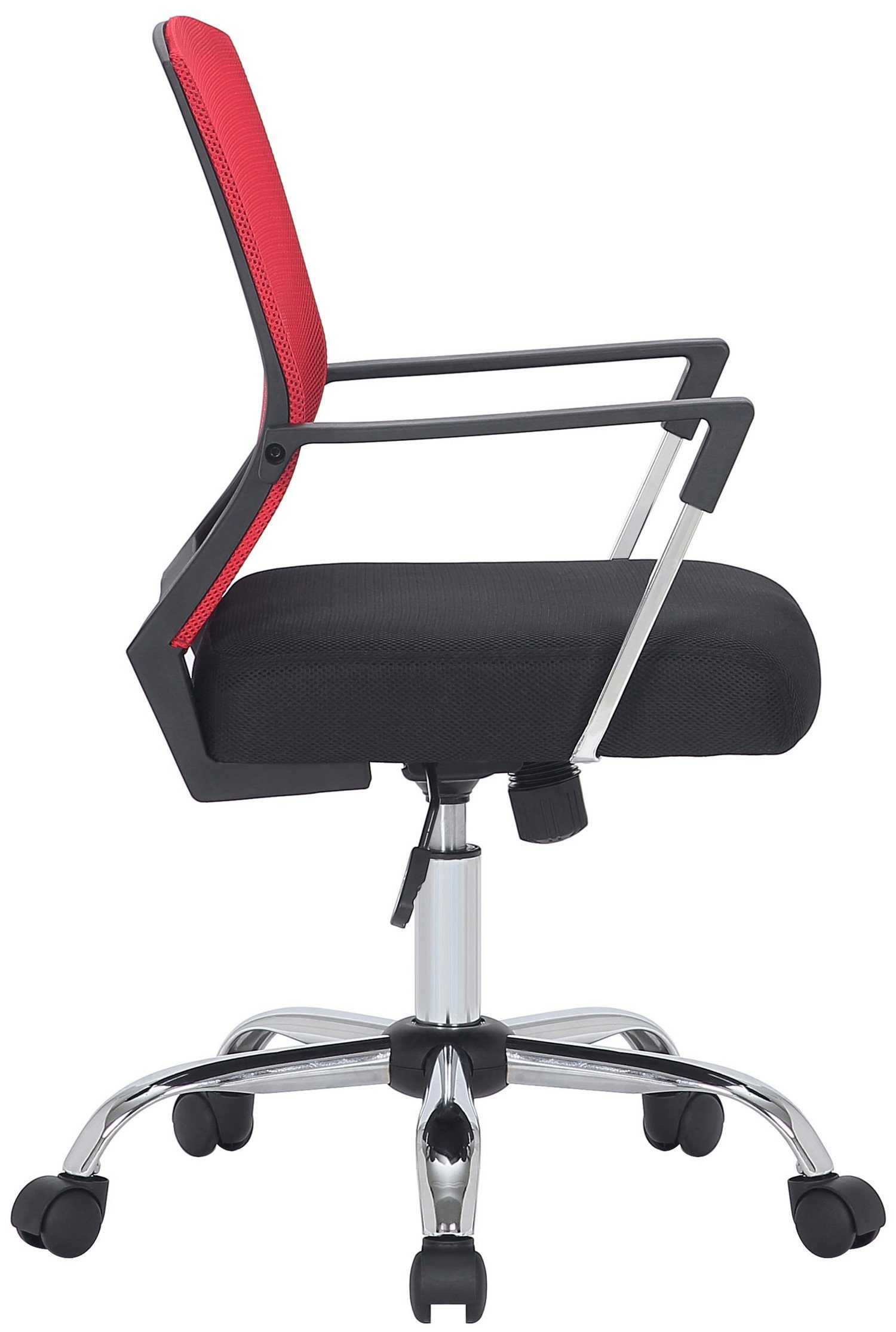 TPFLiving Bürostuhl Mabel mit Netzbezug XXL), schwarz/rot chrom Rückenlehne Chefsessel, Sitz: drehbar Bürostuhl (Schreibtischstuhl, 360° Drehstuhl, - Metall bequemer höhenverstellbar Gestell: und 