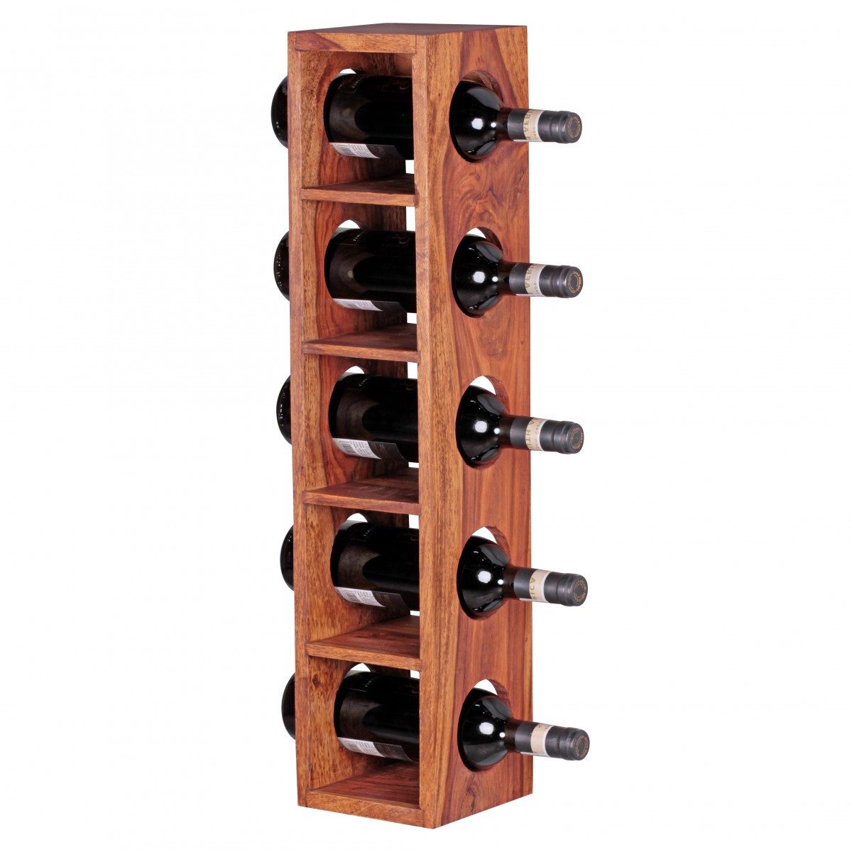 furnicato Standregal Massivholz, Walnuss Finish Weinregal 70x15x15 cm, 1-tlg.