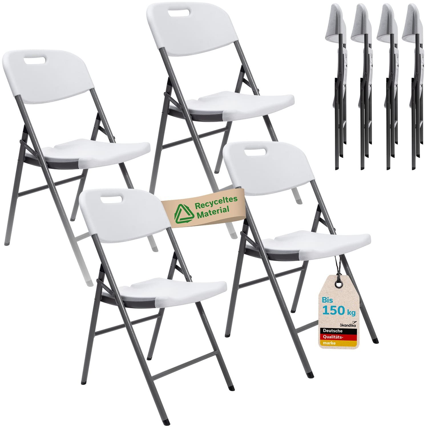 Skandika Klappstuhl Masi 4er-Set, Gewicht (je Stuhl) 4 kg, Maße 59 × 46 × 83 cm, leicht, belastbar bis 150kg, wetterfest, Aufbau ohne Werkzeug