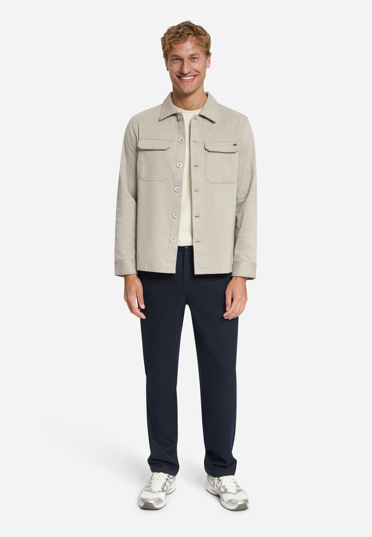 NO EXCESS Hemdjacke Overshirt Full Button Melange Twill - Melange Twill