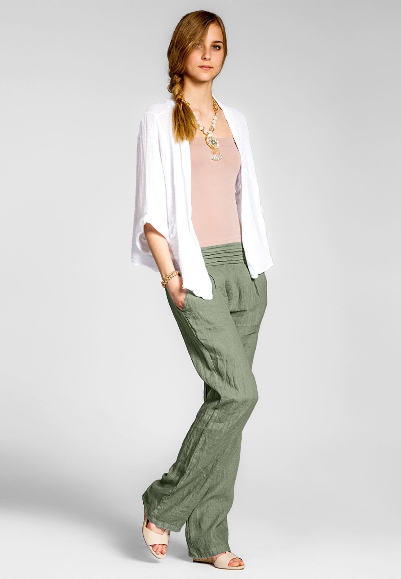 Caspar Leinenhose KHS020 Damen Casual Leinen günstig online kaufen