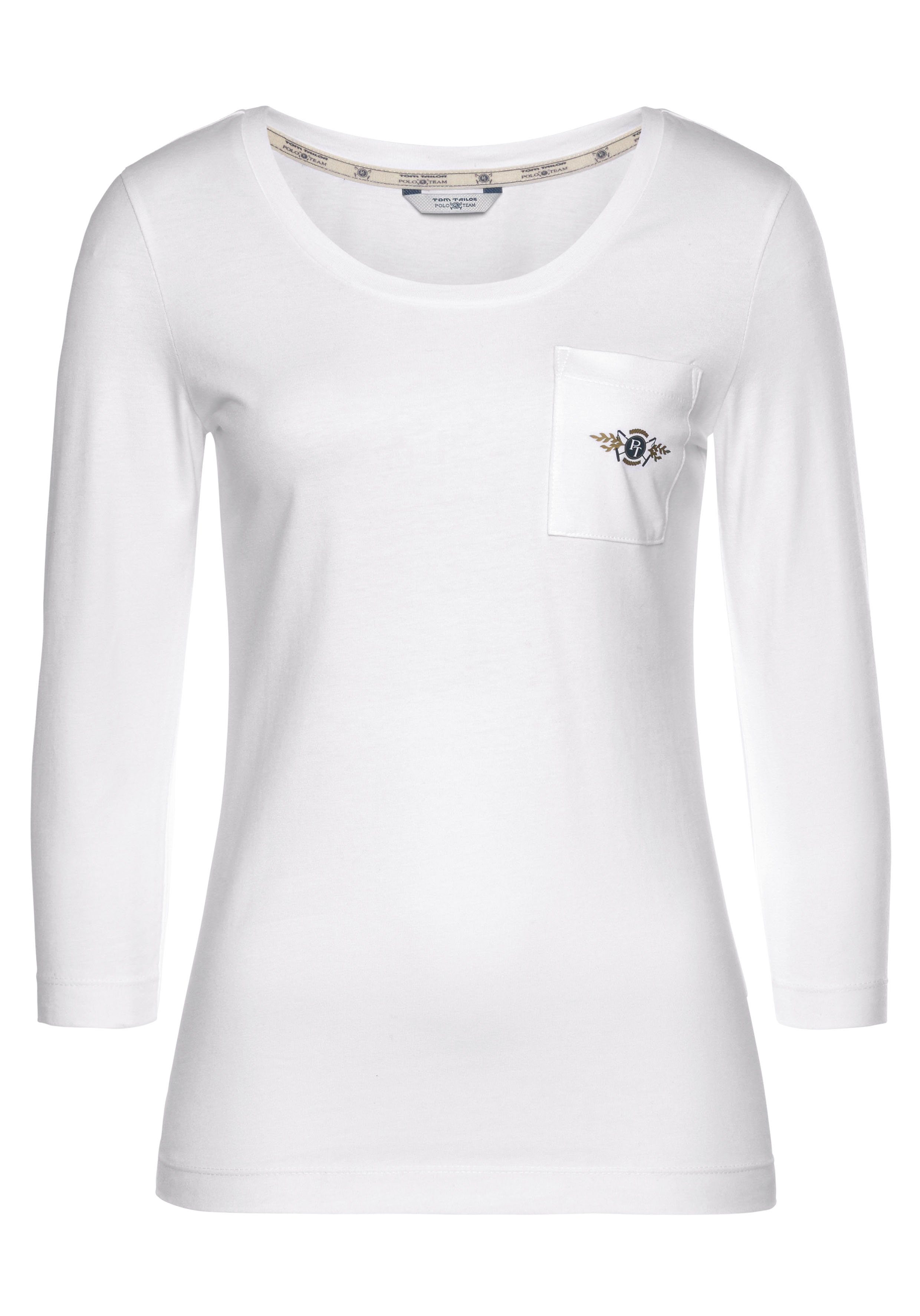 Damen Shirts TOM TAILOR Polo Team 3/4-Arm-Shirt (Packung, 2-tlg., 2er-Pack) im Doppelpack, mit kleinem Logoprint auf der Brustta