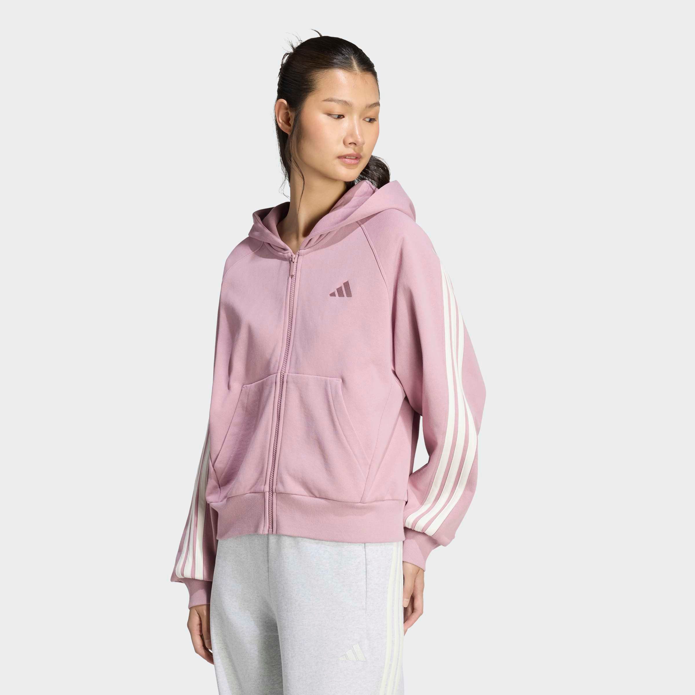 adidas Sportswear Kapuzensweatjacke ADIDAS KIT 3-STREIFEN Schwere Premium-Qualität, robuste Stoffstruktur