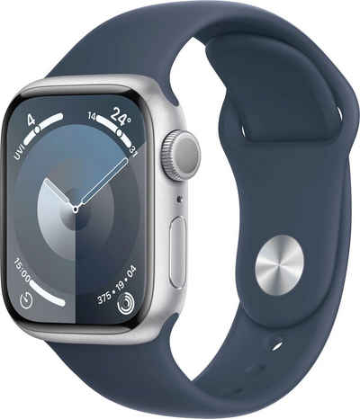 Apple Watch Series 9 GPS Aluminium 41mm M/L Smartwatch (4,1 cm/1,69 Zoll, Watch OS 10), Sport Band