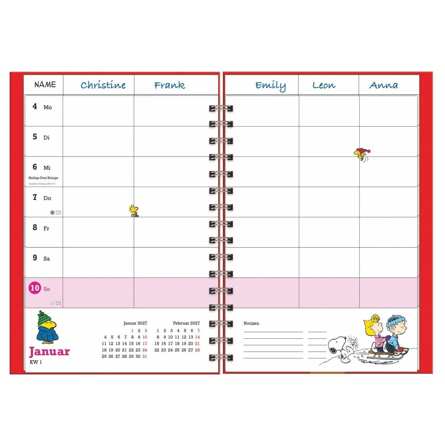 HEYE Familienkalender Peanuts Familienplaner-Buch A5 2027
