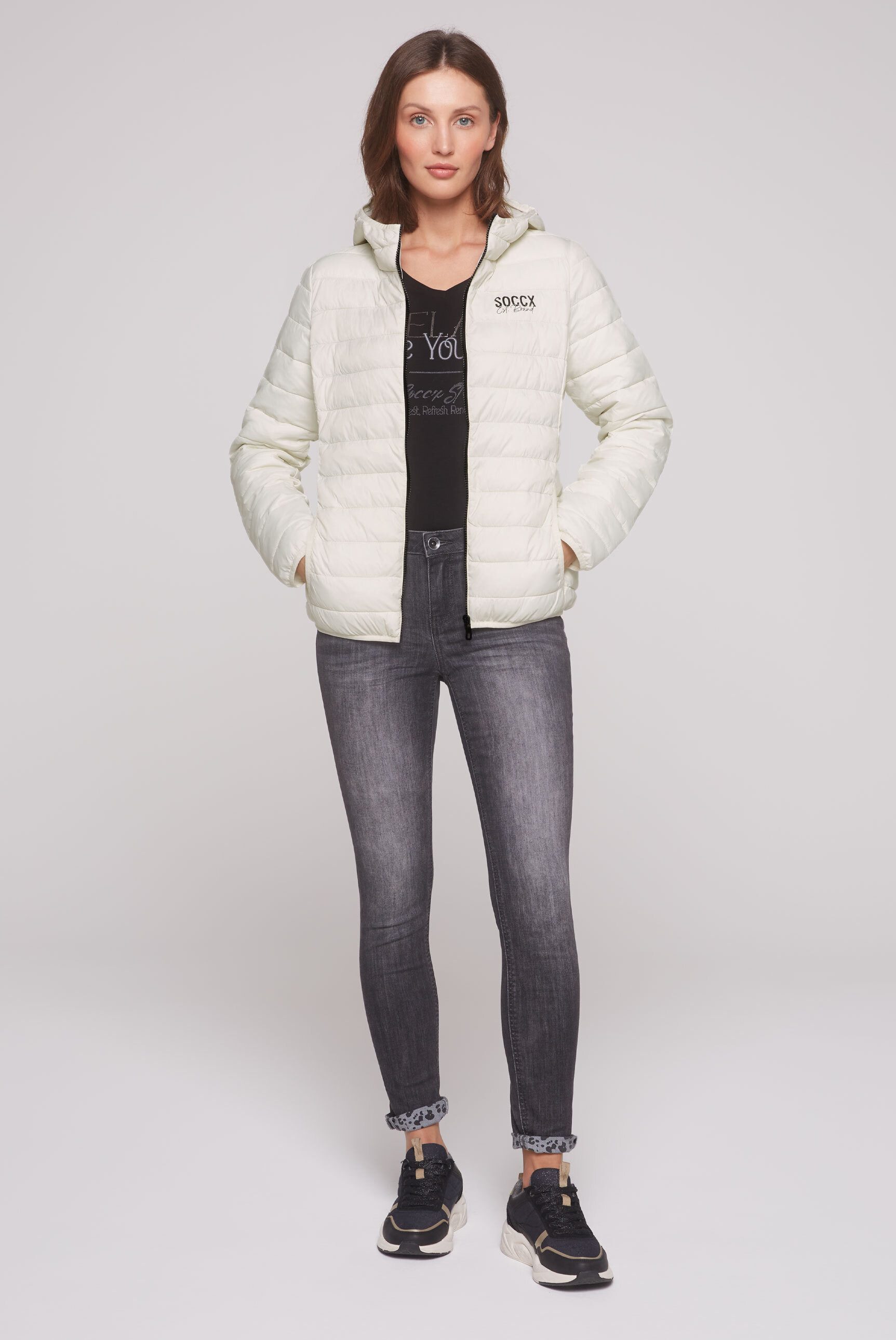 SOCCX Outdoorjacke mit elastischem Saumabschluss
