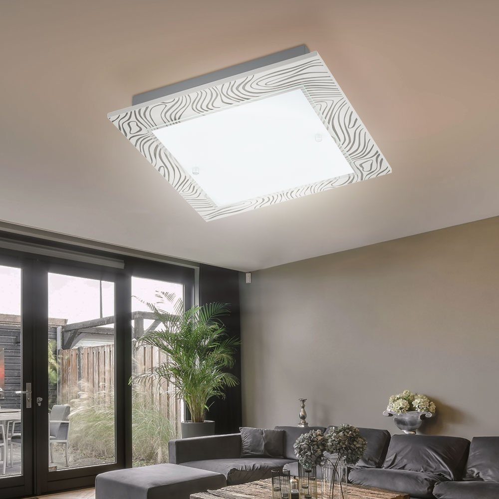 EGLO LED Deckenleuchte, LED-Leuchtmittel fest Deckenleuchte Wohnzimmerlampe LED verbaut, Flurleuchte Deckenlampe Warmweiß, Glas