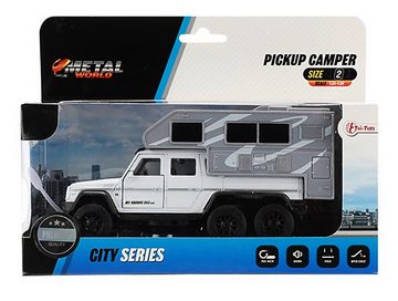 Modellauto WOHNMOBIL PICK-UP 15,5cm Wohnwagen mit Licht und Ton Rückzug Sound Metall Modellauto Modell Auto Kinder Geschenk 29 (Weiß)