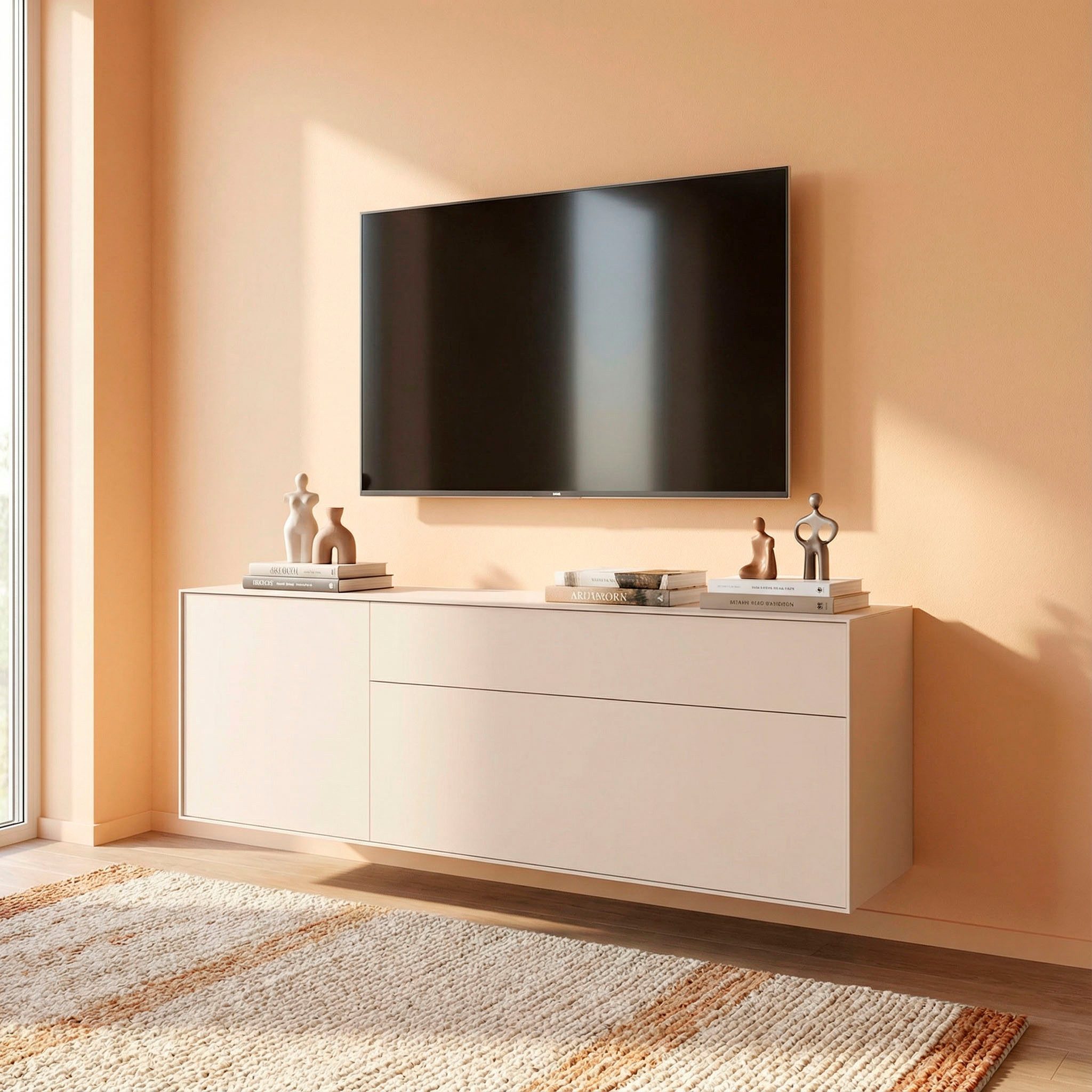 LeGer Home by Lena Gercke Lowboard Essentials, TV-Board, TV-Kommode, TV-Schrank, TV-Möbel, Breite: 166 cm, UV lackiert, Push-to-open-Funktion
