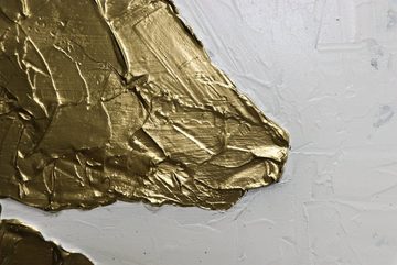 YS-Art Gemälde Goldene Würde II, Tiere, Tier auf Leinwand Handgemalt in Gold mit Rahmen