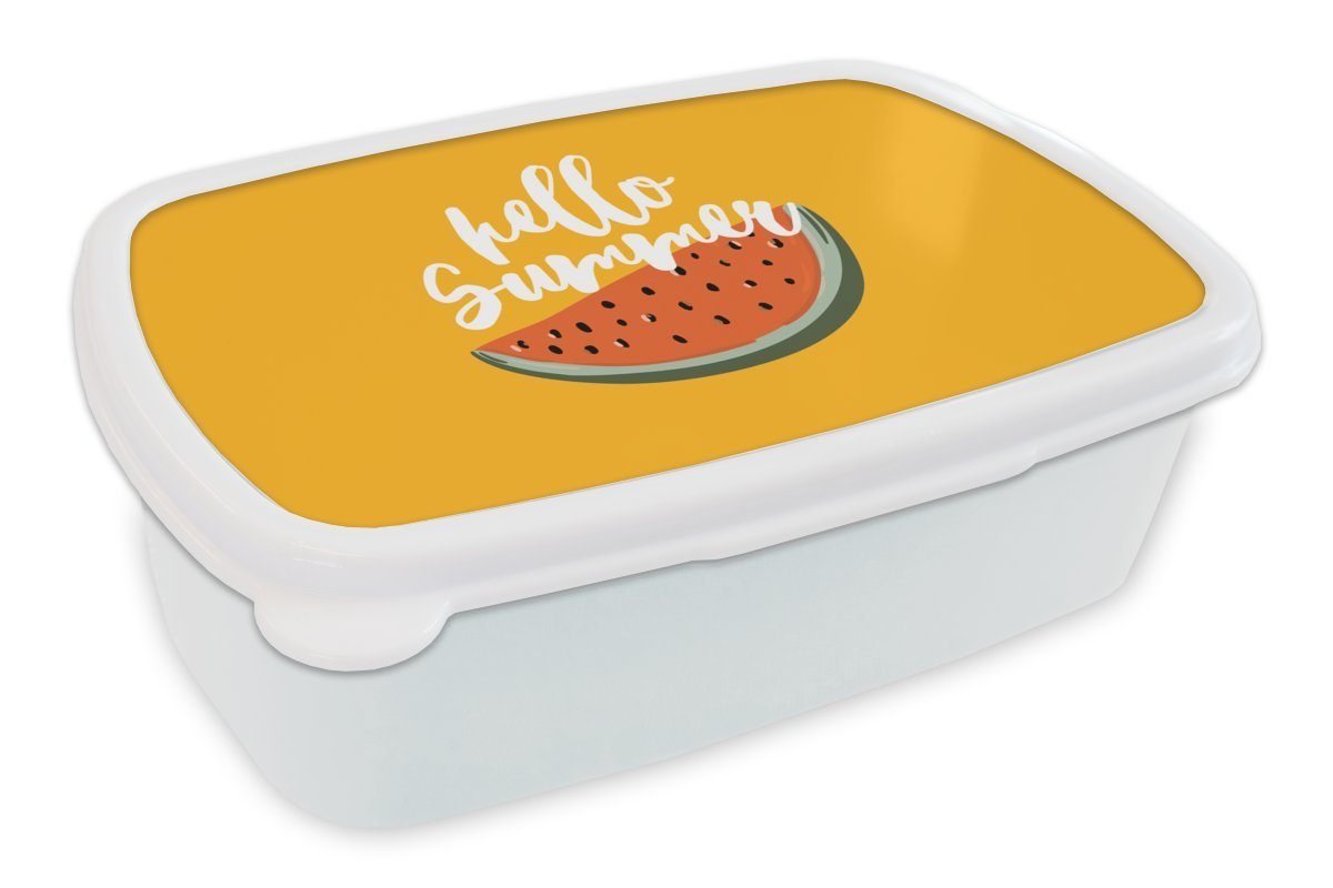 Mädchen Kinder Sommer Jungs - Lunchbox - Kunststoff, weiß und für und für Brotdose, Orange, Wassermelone MuchoWow Erwachsene, Brotbox (2-tlg),