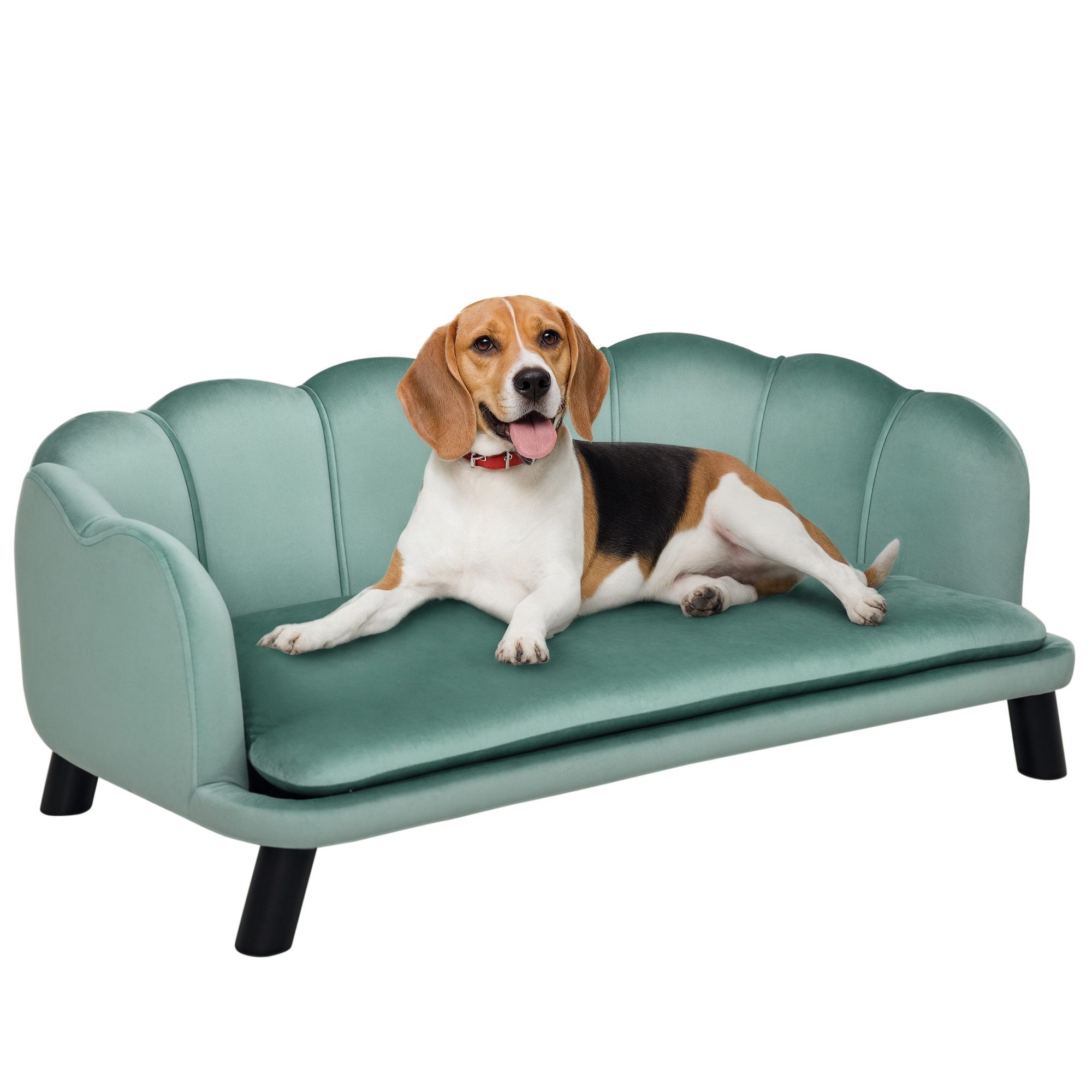 PawHut Tierbett Hundesofa Hundecouch mit Waschbarer Bezug, Katzensofa, Polyester, Grün 98,5 x 60,5 x 35,5 cm