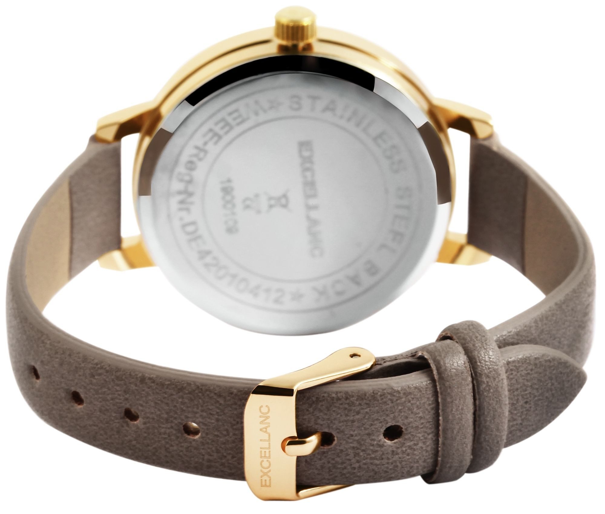 EXCELLANC Quarzuhr EX0169 goldfarbig, Mineralglas, Damenuhr Lederimitat günstig online kaufen