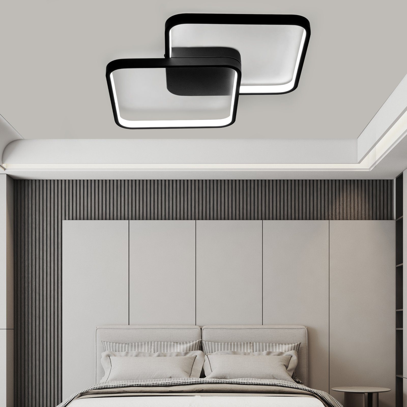 Nettlife LED Deckenleuchte Schwarz Deckenlampe Dimmbar mit Fernbedienung 55 günstig online kaufen