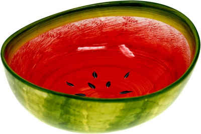 Lashuma Salatschüssel »Melone«, Keramik, (1-tlg), Handbemalte Obstschale rund Ø 20 cm