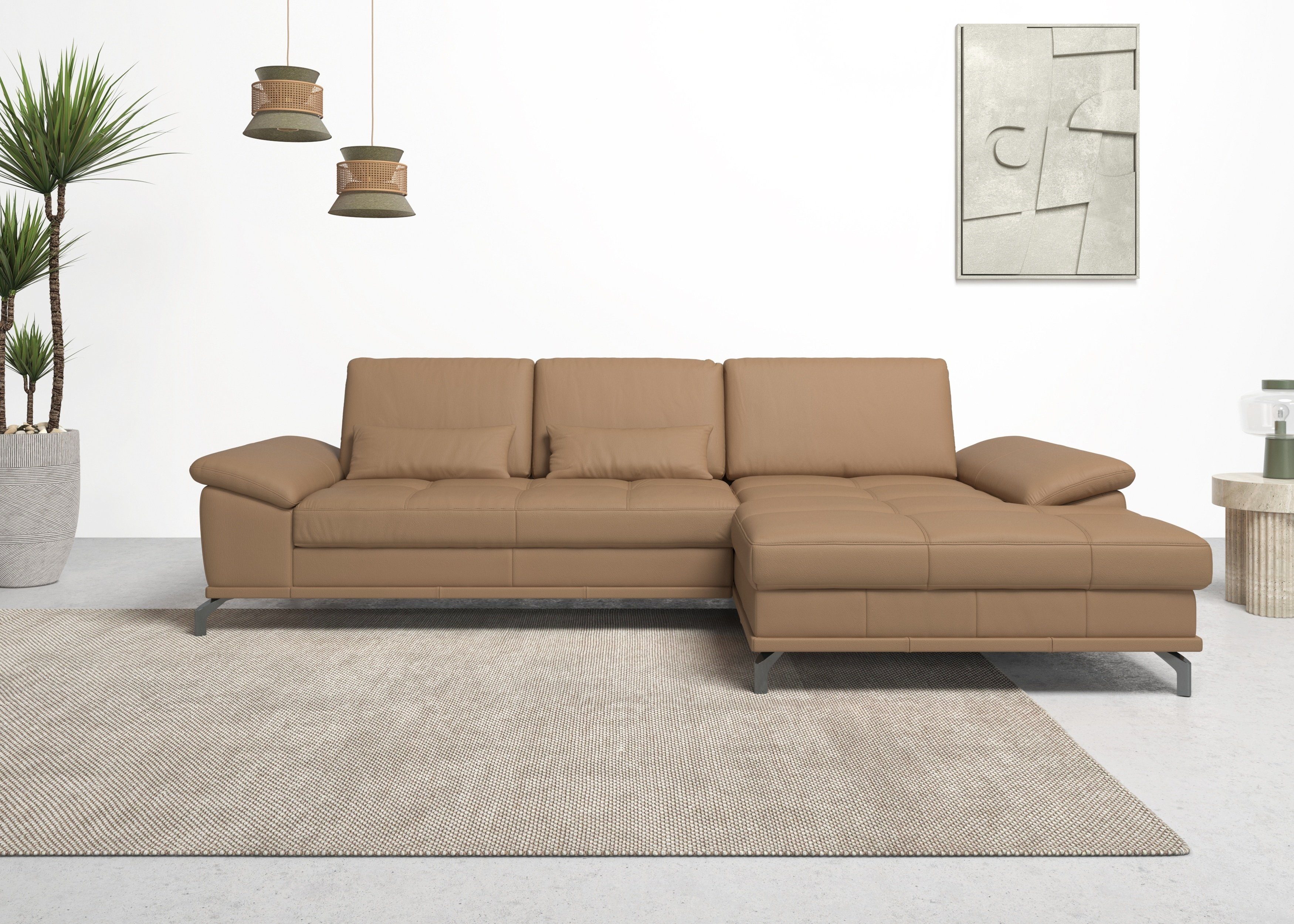 OTTO home Ecksofa Costello L-Form, B: 301 cm mit Sitztiefen-, Armteilverstellung &, 3 Nierenkissen, optional Bettfunktion & Bettkasten