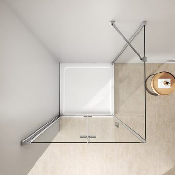 EMKE Eckdusche Duschkabine Duschabtrennung Falttür Duschtür mit Seitenwand