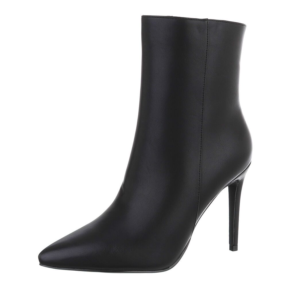 Ital-Design Damen Stiefelette spitz mit Stilettoabsatz High-Heel-Stiefelette (92457775) Pfennig-/Stilettoabsatz Stiefeletten in Schwarz
