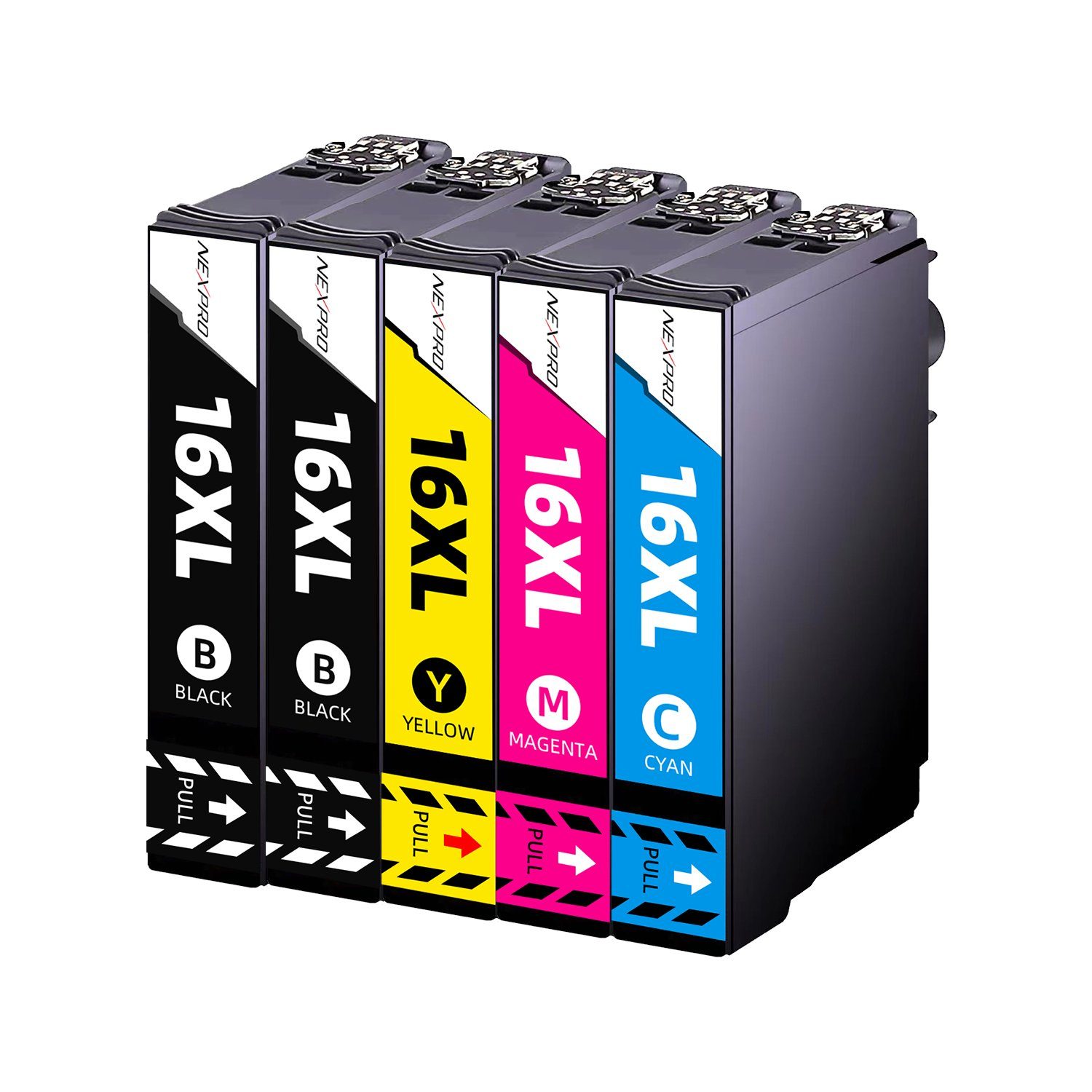 NEXPRO Epson 16XL 16 Druckerpatronen für WF 2760 2750 2630 2530 2510, 5er Tintenpatrone (Packung, WorkForce 2760 DWF 16XL/C13T16364012, Schwarz, Cyan, Magenta, Gelb)