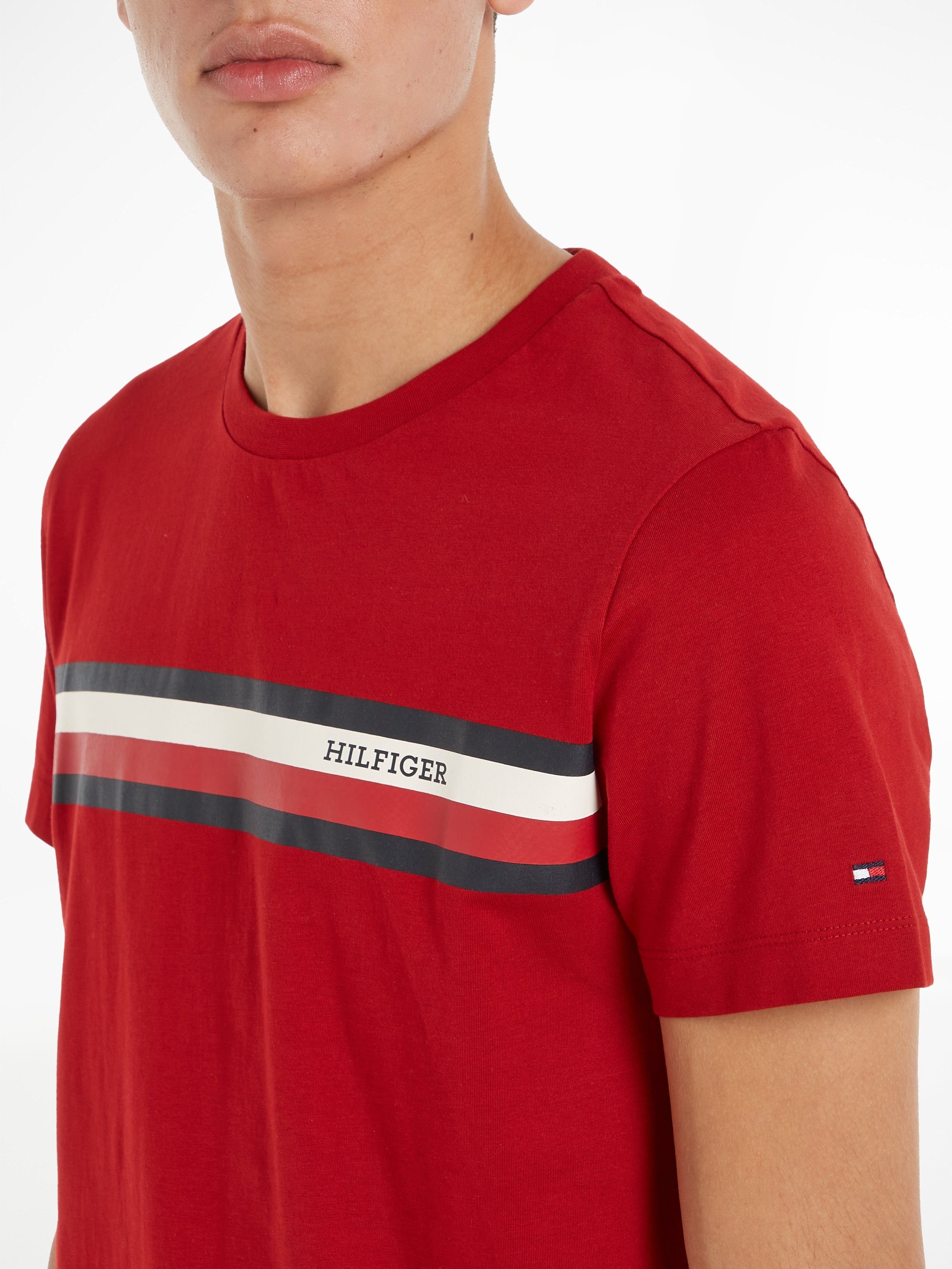 Red Tommy Hilfiger STRIPE Arizona MONOTYPE TEE T-Shirt CHEST RWB