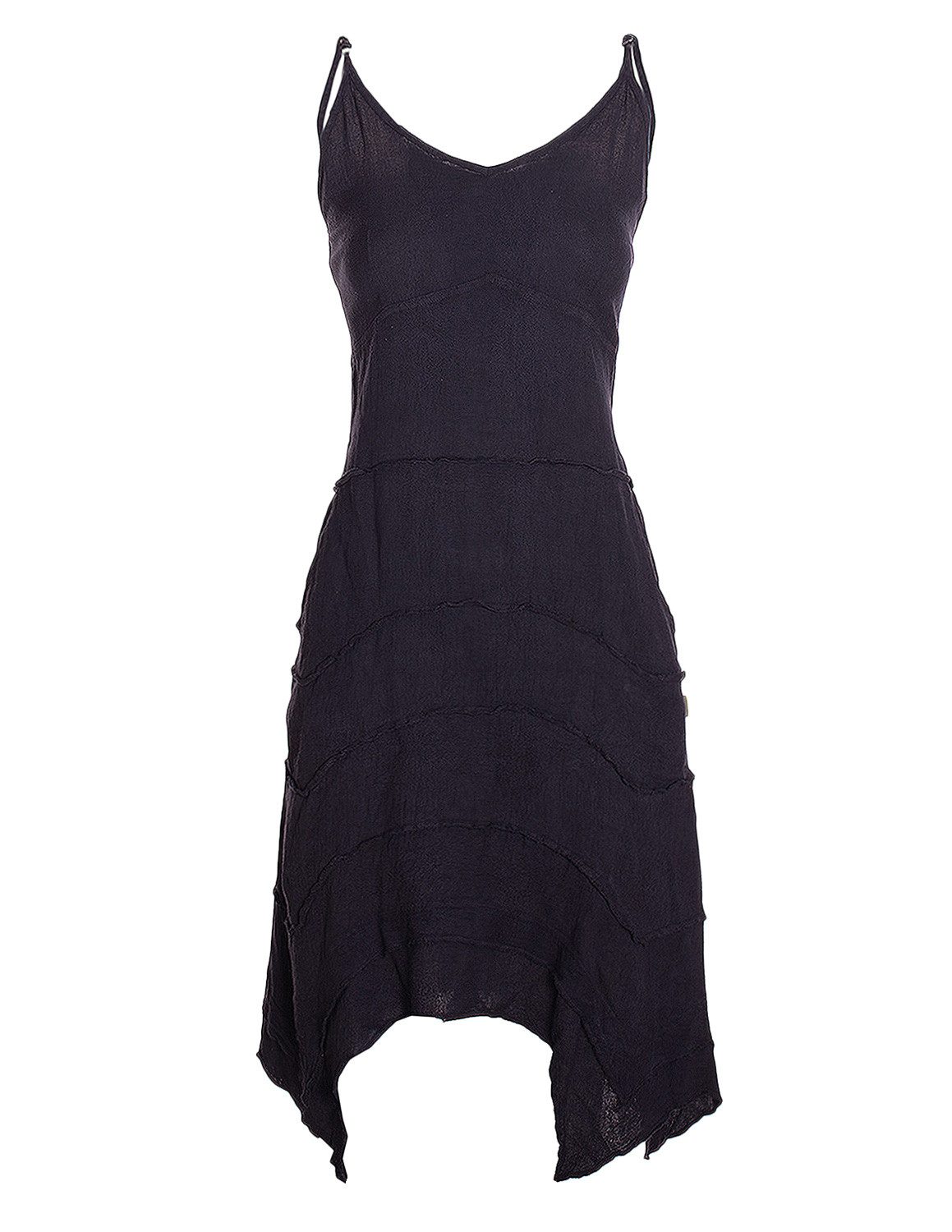 Vishes Sommerkleid Damen Träger Patchwork Zipfelsaum Baumwolle Gewebt Alternative Mode, Boho, Hippie, Ethno, Festival