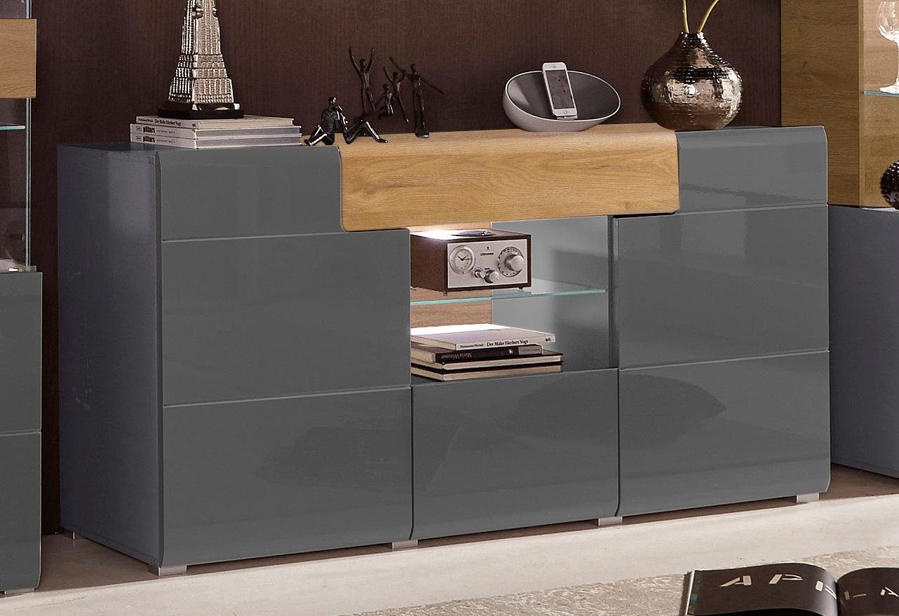 OTTO home Sideboard Toledo,Breite 159cm,moderne Anrichte mit dekorative Fräsungen,grifflos, Kommode viel Stauraum, Einlegeböden verstellbar,ohne Beleuchtung