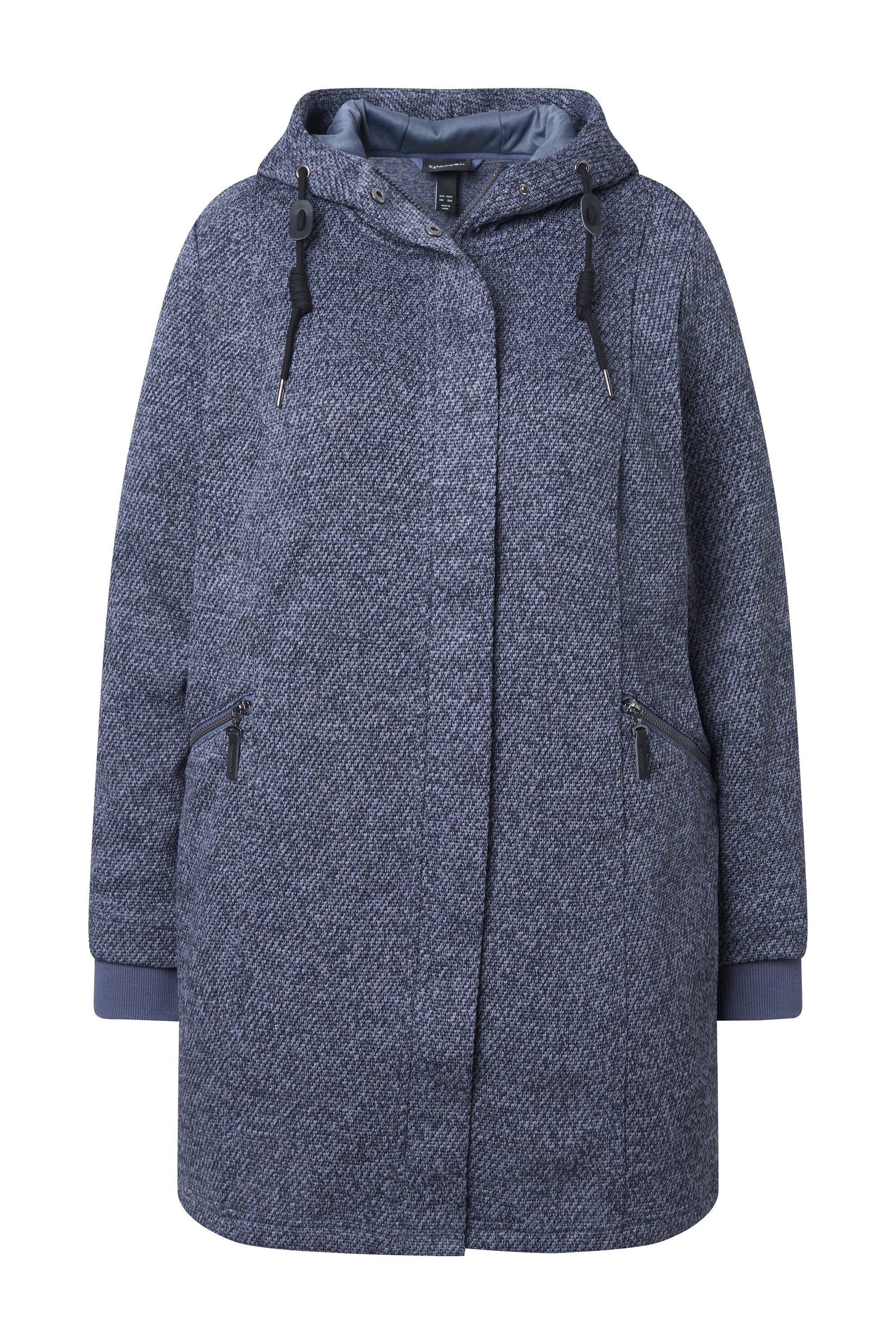 Ulla Popken Sommerjacke Strickfleece-Jacke Kapuze 2-Wege-Zipper günstig online kaufen