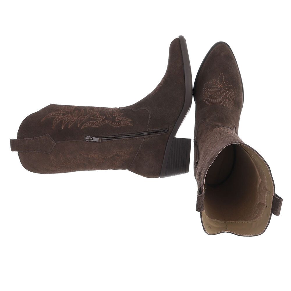 Ital-Design Damen Westernstiefel Echtleder mit Blockabsatz Westernstiefel (92002388) Blockabsatz Stiefel in Braun